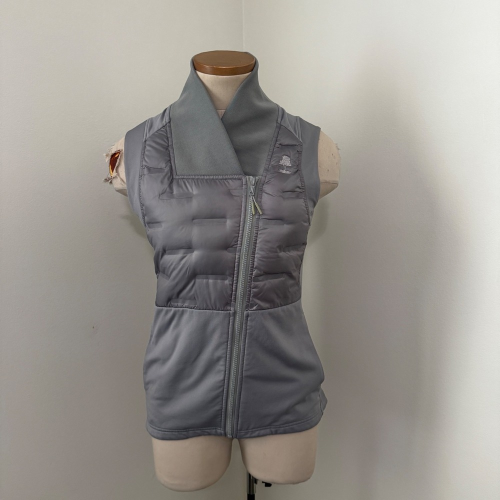 Levelwear XS Gray Down Vest Asymmetrical Zip Quilted Golf Outerwear